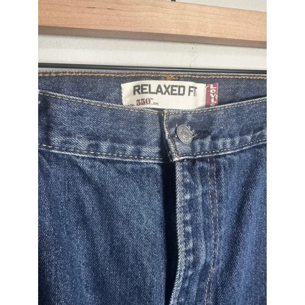 Levis 550‎ Relaxed Fit Tapered Leg Dark Wash Blue Denim Jeans Mens 42x30
